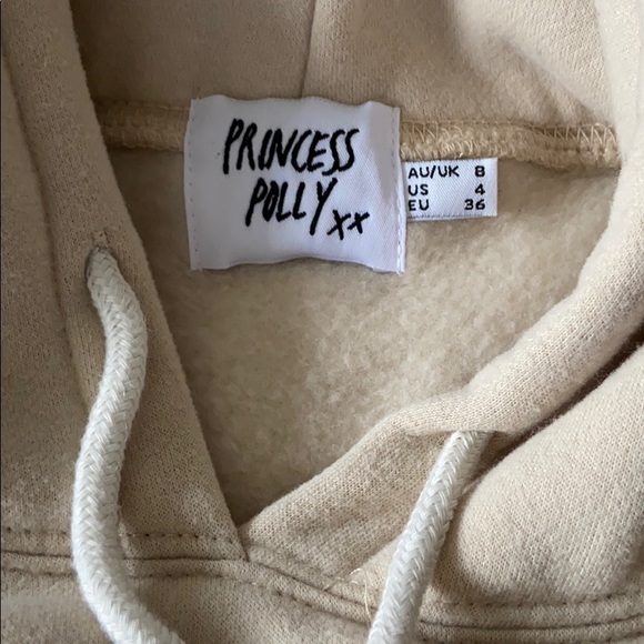 Princess Polly Dolfi Cropped Hoodie in Stone - Picture 5 of 7